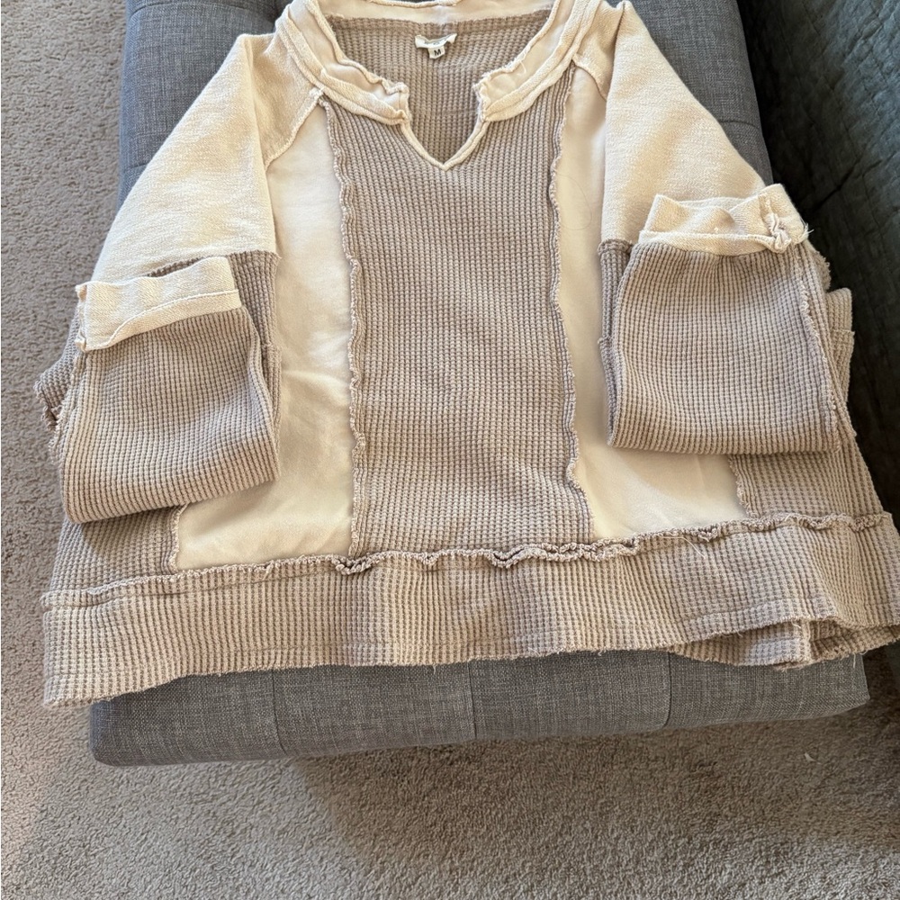 POL Stylish Cream and Tan Women's Top